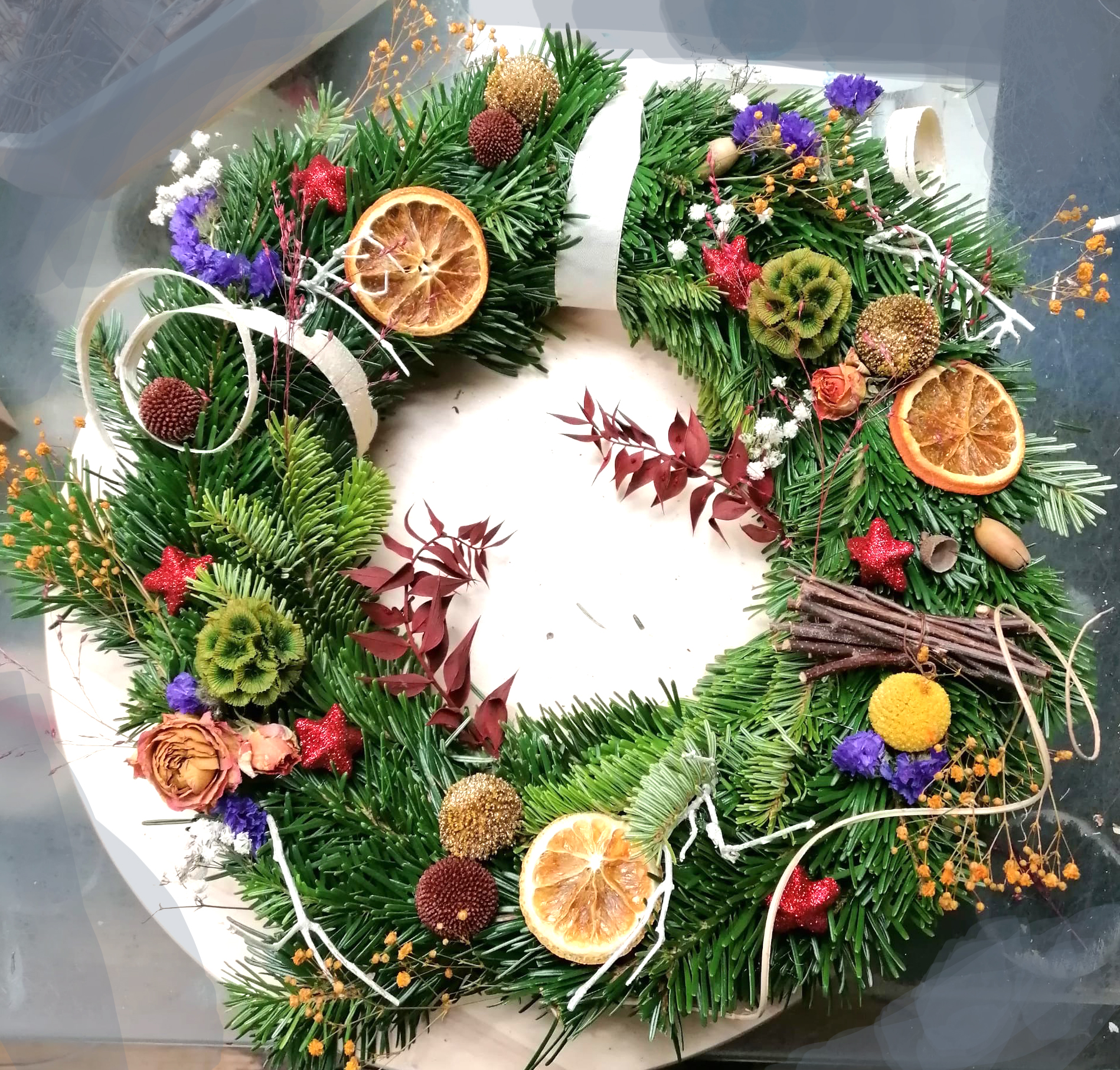 couronne de noël Pom'Violette