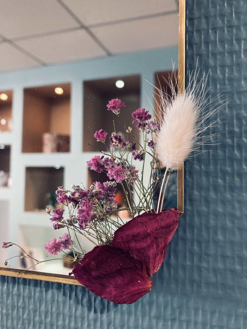 miroir fleuri, atelier floral pom violette gex